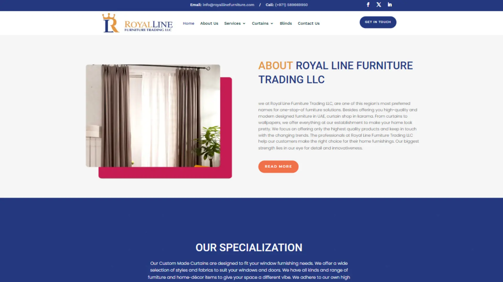 Screenshot preview of Royal Line Furniture • Luxury Decor & Interior Solutions